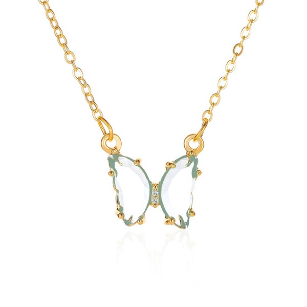 Wholesale Alloy Glass Butterfly Necklace